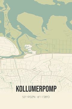 Vintage landkaart van Kollumerpomp (Fryslan) van Rezona