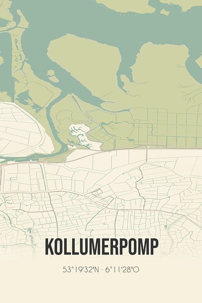 Vintage map of Kollumerpomp (Fryslan) by Prints of Place