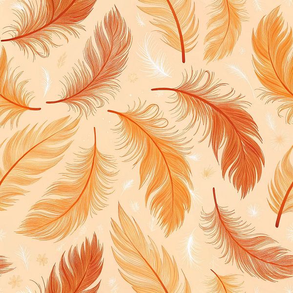 Falling Feathers: A Rustic, Seamless Pattern of Autumnal Hues and Gentle Movement by Artistic