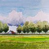 Het Groninger Landschap | Bauernhaus in Westerwolde | Aquarell von WatercolorWall