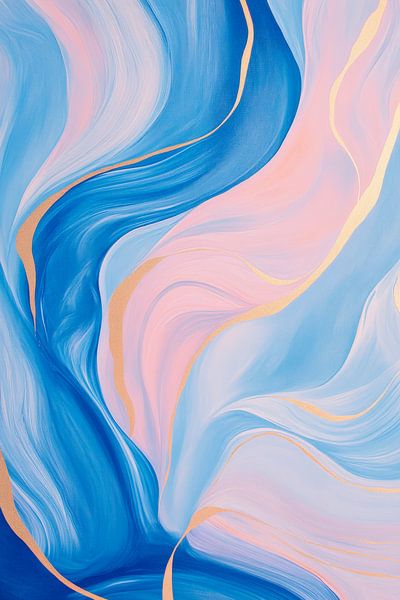 Farbige Strömungen in Blau und Rosa von Poster Art Shop