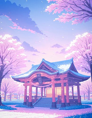 Anime Pastel Lofi Japanese Shrine