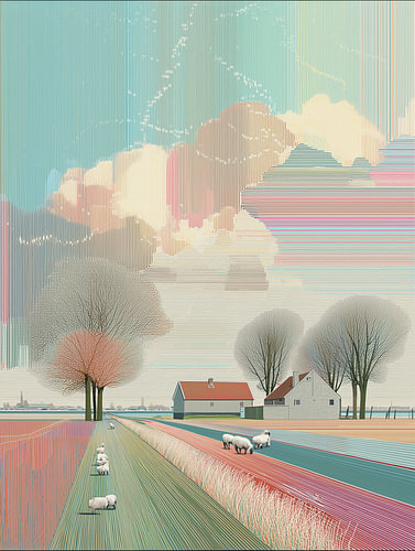 Des moutons dans le polder sur Artclaud