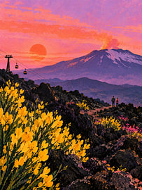L'Etna au crépuscule – Le genêt en Sicile sur Albert Klee