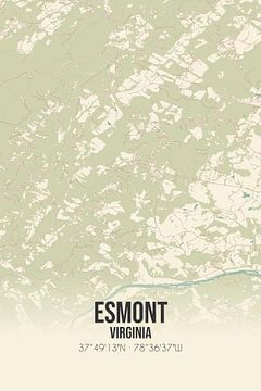 Vintage landkaart van Esmont (Virginia), USA. van MijnStadsPoster