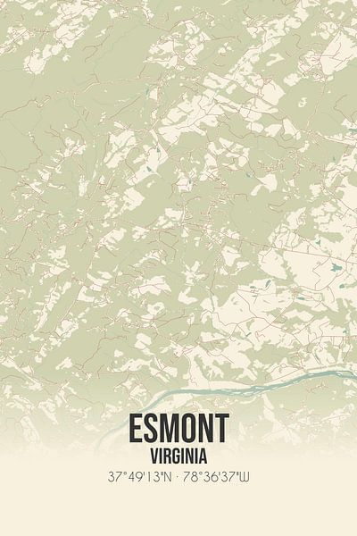 Vintage map of Esmont (Virginia), USA. by Prints of Place