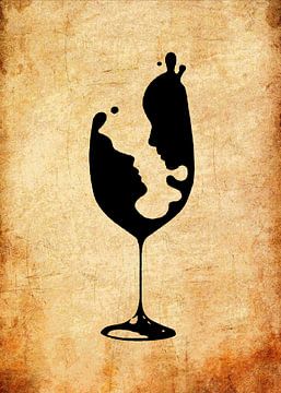 Wijnglas Silhouet van Pus Meong Art