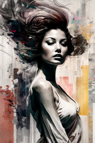 Pop-Art-Porträt kombiniert mit Collage