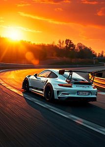Porsche 911 GT3 RS Silberne Sonnenuntergangsstrecke