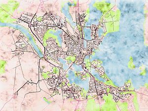 Karte von Schwerin im stil 'Soothing Spring'
