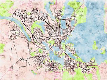 Kaart van Schwerin in de stijl 'Soothing Spring' van Maporia