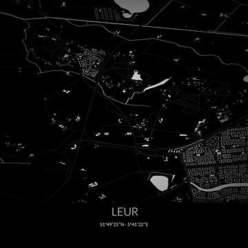 Schwarz-weiße Karte von Leur, Gelderland. von Rezona