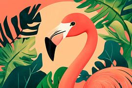 Flamingo in tropical colours by Poster Art Shop