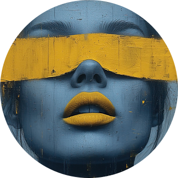 Portret Geel Blauw | Bold Silence van Kunst Kriebels
