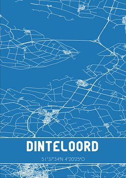 Blauwdruk | Landkaart | Dinteloord (Noord-Brabant) van MijnStadsPoster