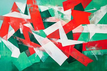 Abstract colour composition in red and white by Poster Art Shop