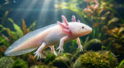 Axolotl in levendig aquarium
