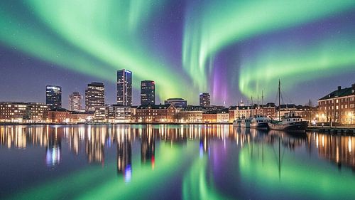 Harbor Lights and Aurora