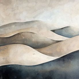 Golvend Landschap – Japandi Werk in Zand- en Blauwtonen van Whale & Sons