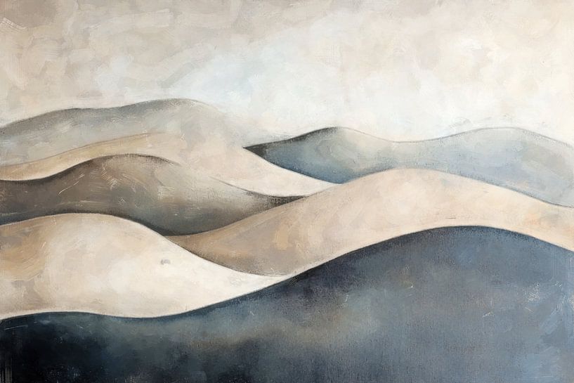 Wavy Landscape - Japandi Work in Sand and Blue tones by Whale & Sons