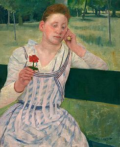 Vrouw met een rode Zinnia, Mary Cassatt...