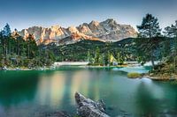Eibsee in Bavaria near Garmisch Partenkirchen with alpine panorama