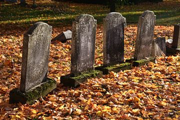 Grafstenen op een begraafplaats in de herfst van Claude Laprise