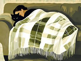 Gezellige avond met een zwarte kat