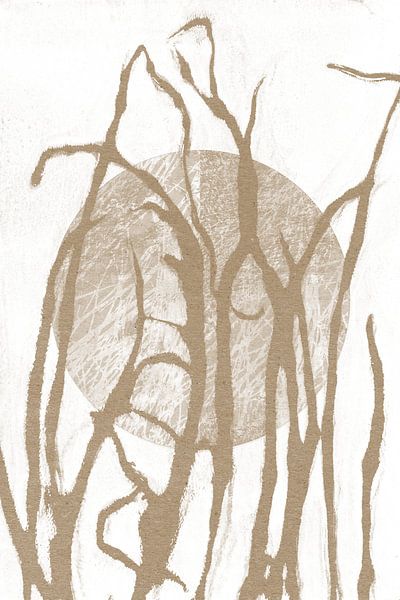Ikigai. Soleil et herbe. Art zen abstrait. Style japonais dans des teintes terreuses III par Dina Dankers