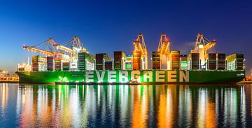 Containerschip Ever Alp aangemeerd bij de containerterminal