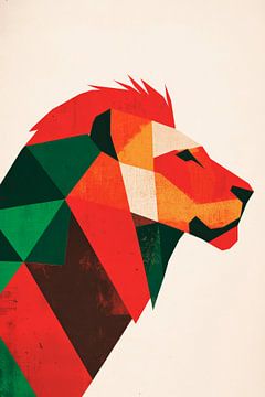 Geometrisch leeuwenprofiel in kleuren van Poster Art Shop