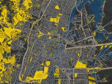 Stadtplan von Haarlem | Ivory Eclipse | Schwarz und Gelb von Map Art Studio