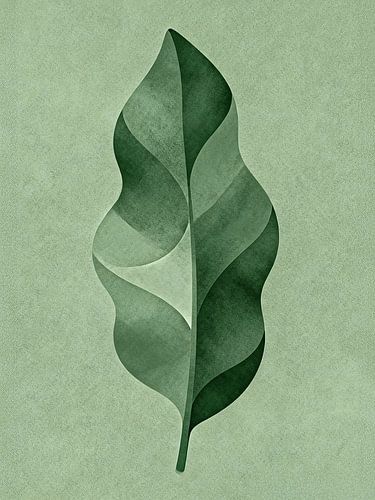 JAPANDI Botanical Leaf Art - Minimalistische Geometrische Sage Green Natuur Poster