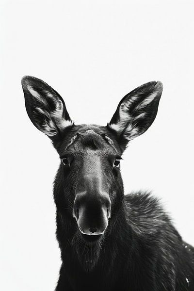 Imposing elk - black and white photography for wildlife lovers by Poster Art Shop