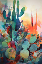 Abstracte Cactussen van NJ Midnight Studio