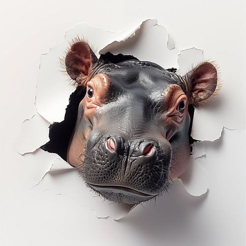 Hippopotame hors du mur