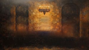 Medieval ambience and chandelier panorama