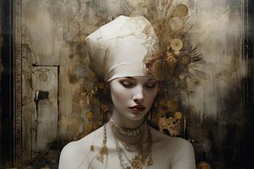 Portret "Wit met een vleugje goud" van Carla Van Iersel