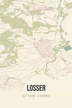 Vintage landkaart van Losser (Overijssel) van MijnStadsPoster
