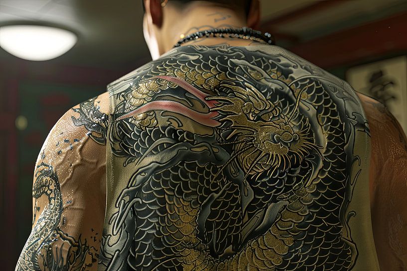 pictorial portrait japanese man with tattoo by Egon Zitter
