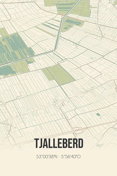 Carte ancienne de Tjalleberd (Fryslan) par Affiches de lieux