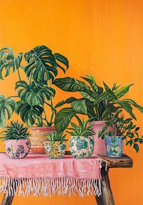 Botanisch in Pastell auf Orange