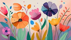 Farbenfroher abstrakter botanischer Garten mit modernen Blumen (7) von STUDIO ARTSY