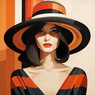 Femme dans un chapeau rayé sur Art Lovers