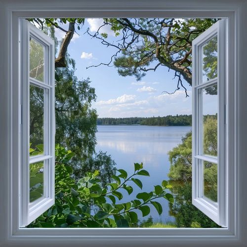 Lake view through the window