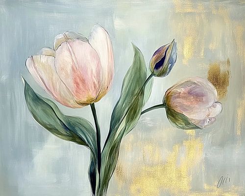 Pétales doux sur fond d'or