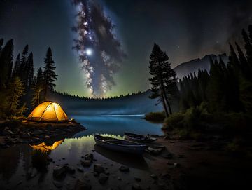 'S nachts kamperen bij het meer van Eye on You