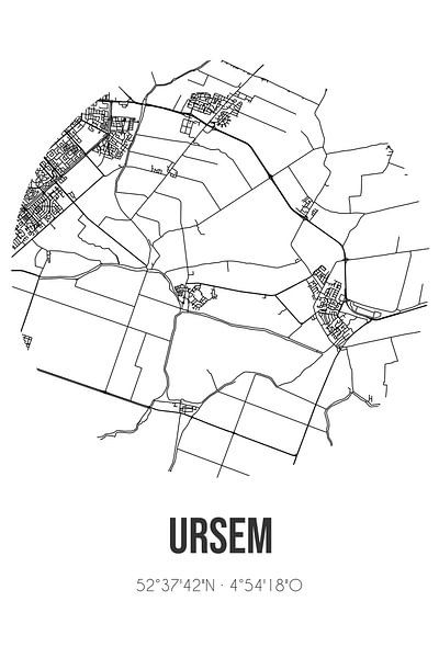 Ursem (Noord-Holland) | Map | Black and White by Prints of Place