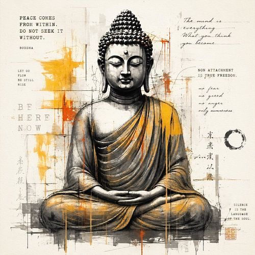 Sérénité des taches d'encre : Méditations textuelles avec Bouddha