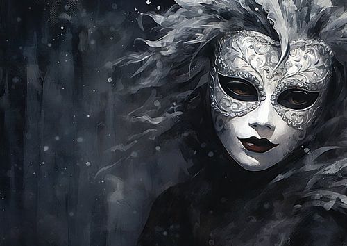 Versierd Geheim | Masker Portret Zwart-wit